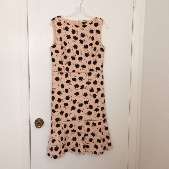 Ann Taylor Pink & Black Floral Flounce Hem Dress - Picture 2 of 8
